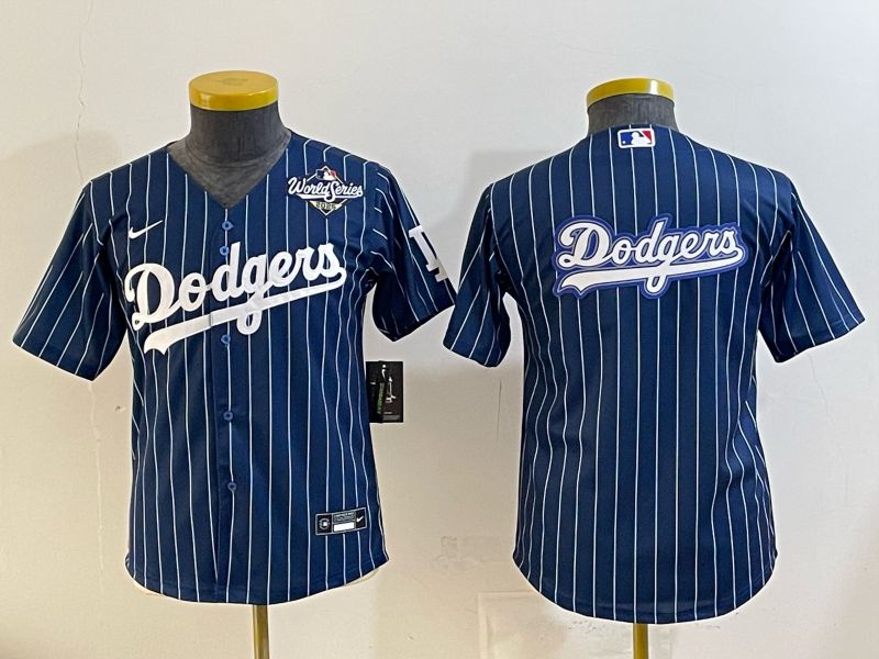 Youth 2026 Los Angeles Dodgers Blank Drak Blue Stripe Game Nike MLB Jersey style 004->youth mlb jersey->Youth Jersey